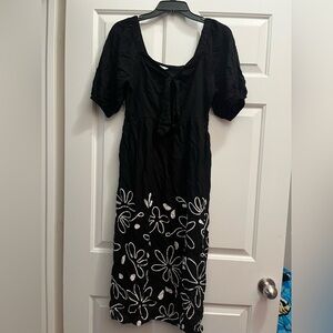 Cato Black Dress with White Floral Design